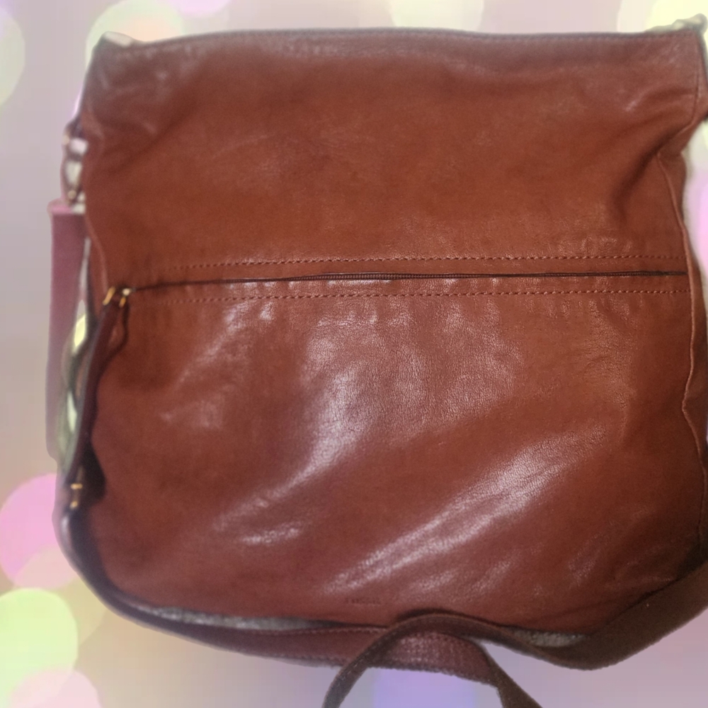 FOSSIL STYLISH CROSSBODY BROWN LEATHER HOBO SHOULDER BAG - Picture 6 of 10